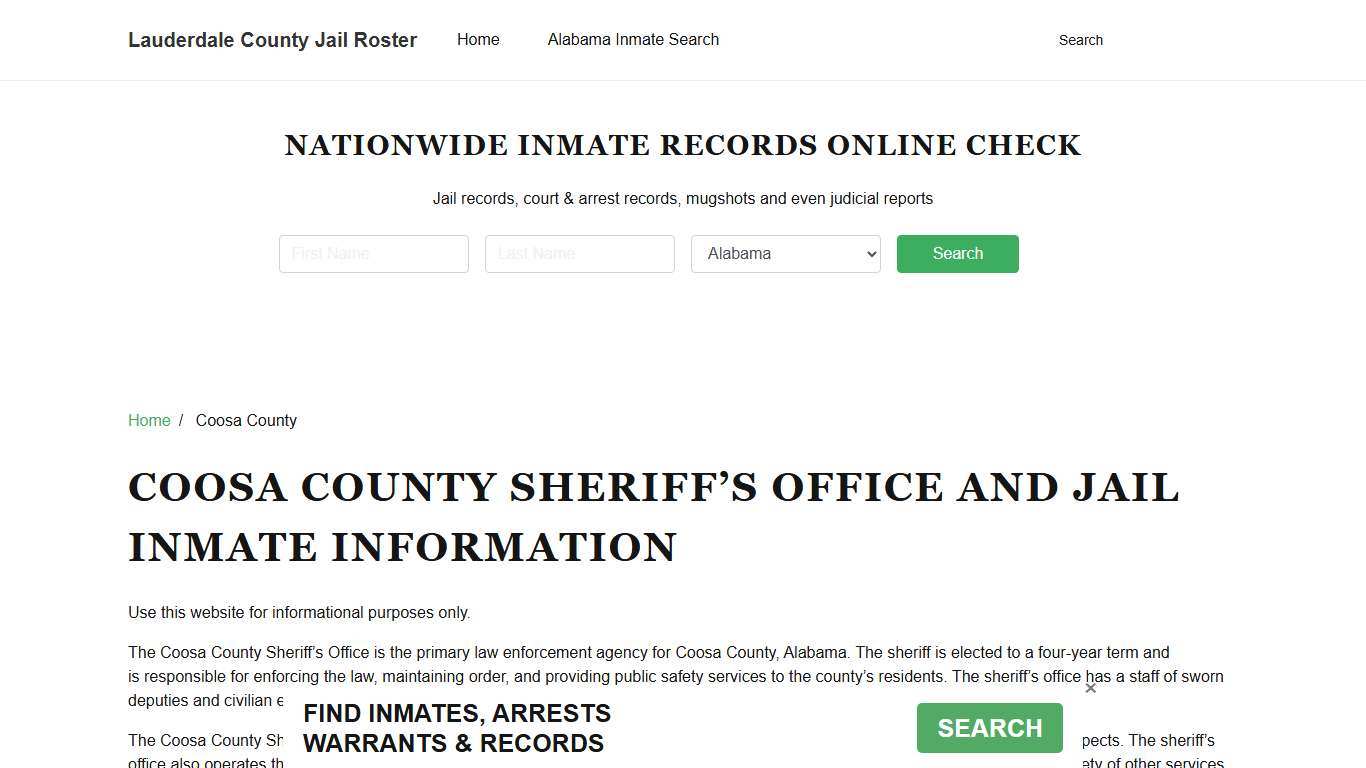 Coosa County Sheriff, AL, Jail Inmate Search, Recent Arrests